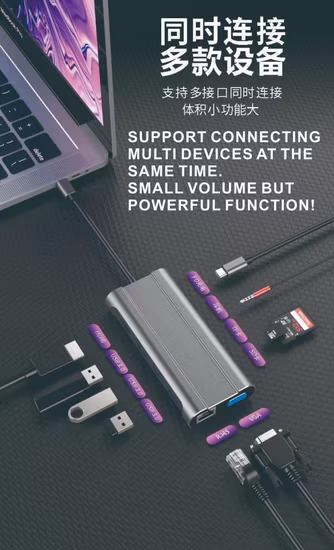 7 in 2 USB C Hub 3.0 Adapter USB Type C Hub with 2 Ports 3.0 Hub and SD TF Card Reader for MacBook